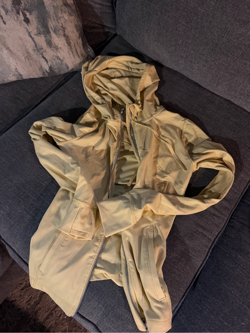 Love Tree Pale Yellow Hooded Zip Utility Jacket